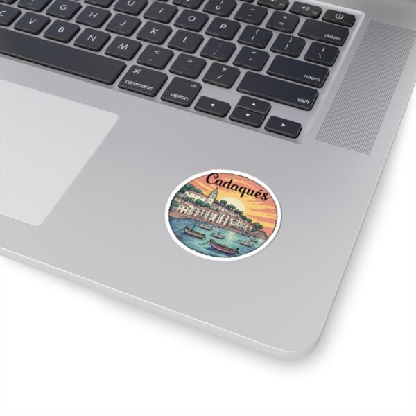 4534161326247276643_1200.jpeg Cadaqués Spain Pixel Art Sticker - Retro Sunset Coastal Village Design