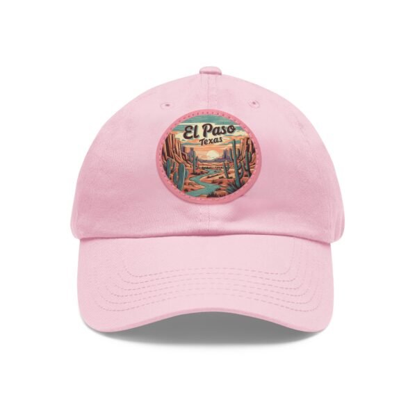 El Paso Texas Hat - Leather Patch Baseball Cap with Desert Cactus & Mountains, Retro Travel Dad Hat, City Vibes Apparel Souvenir