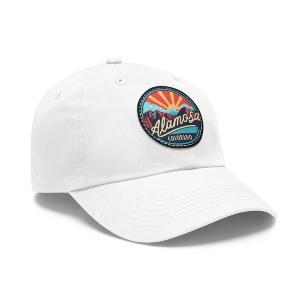 4551688039767474670_2048.jpeg Alamosa Colorado Hat - Retro Sunset Leather Patch Dad Cap, Great Sand Dunes Mountains Souvenir, Outdoor Adventure Headwear