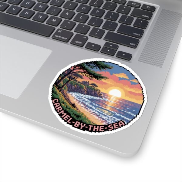 4582243358999436950_1200.jpeg Carmel-by-the-Sea Sticker - Pixel Art California Sunset Beach and Cliffside Scene - Retro 8-Bit Coastal Travel Souvenir Vinyl Decal