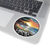 Carmel-by-the-Sea Sticker - Pixel Art Sunset Ocean Waves and Cliffside Design - Retro 8-Bit California Coastal Travel Souvenir Decal