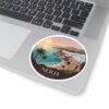 Nerja Spain Sticker - Pixel Art Coastal Sunset Design | Andalucía Travel Vinyl Decal for Laptop, Journal & Water Bottle