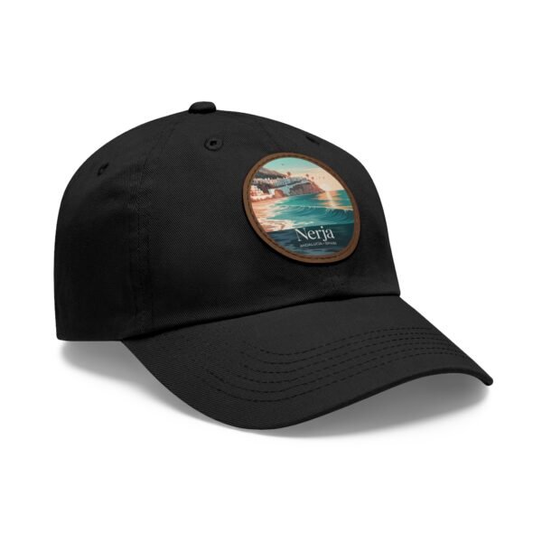 467955003372829488_2048.jpeg Nerja Spain Hat - Coastal Sunset Leather Patch Cap | Andalucía Beachwear Gift for Travelers, Surfers & Dreamers