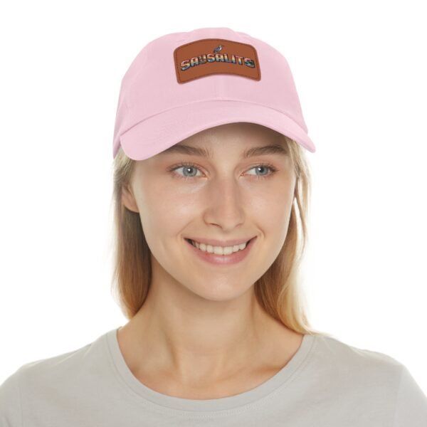 Sausalito California Hat - Square Leather Patch Baseball Cap with Pixel Art Coastal Design, Retro Travel Souvenir Dad Hat