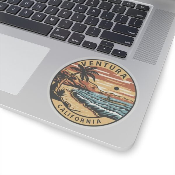 Kiss-Cut Stickers - Ventura, California Surfing Eclipse, Coastal Sticker, Ocean Decal, Beach Lover Gift, Laptop Sticker, Water Bottle Decal