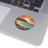 Byron Bay Australia Round Vinyl Sticker - Retro Beach Sunset Design, Coastal Souvenir, Waterproof Surf & Travel Decal