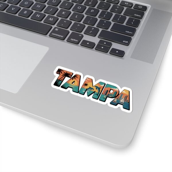Tampa Florida Sticker - Retro Vintage Lettering Art with Dolphins, Palms, Sailboats & Skyline - Coastal Travel Souvenir