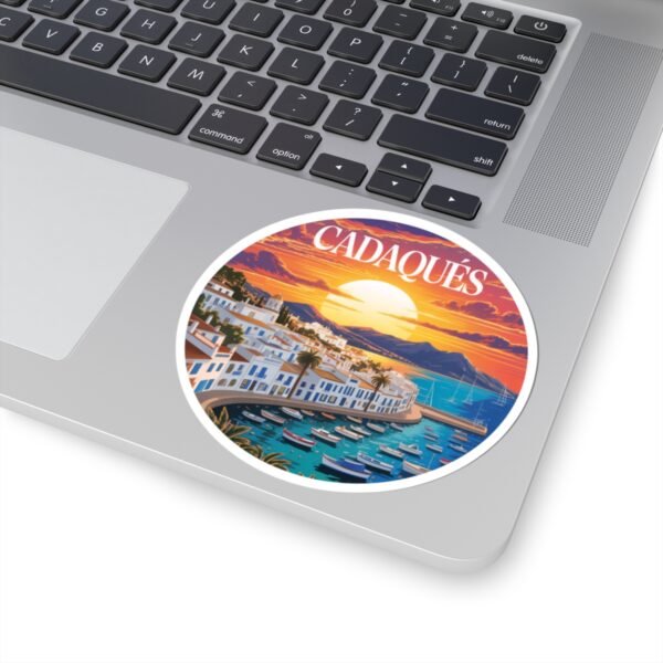 Cadaqués España Sticker - Sunset Coastal View, Mediterranean Village & Boats - Travel Souvenir, Beach Town Art, Summer Vibes