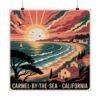 4752942633030165903_2048.jpeg Carmel-by-the-Sea Poster - Retro California Sunset Wall Art with Ocean, Sailboat & Seagulls - Coastal Vintage Travel Print Decor