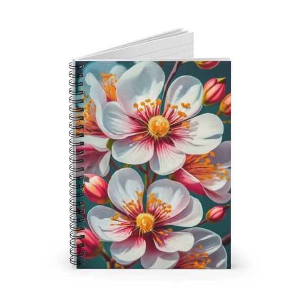 Vibrant Floral Spiral Notebook - White and Pink Flower Design