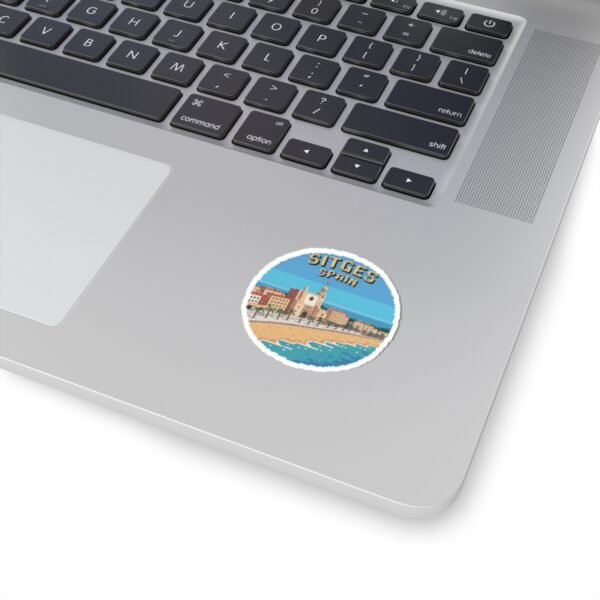 Sitges Spain Sticker - Pixel Art Coastal Travel Design, Retro Mediterranean Beach Souvenir