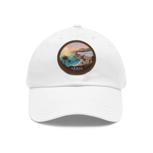 4840092511304216694_2048.jpeg Nerja Andalucía Hat - Sunset Coastal Design with Leather Patch | Spanish Beach Cap for Travelers, Surfers & Dreamers
