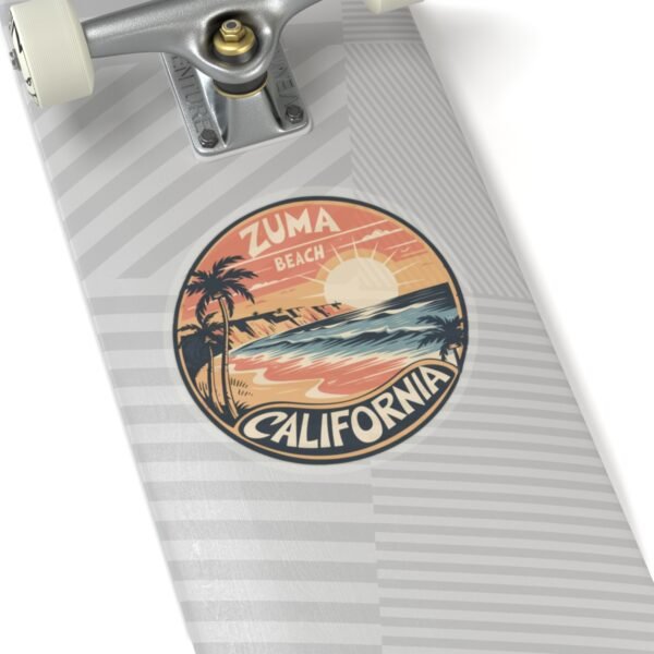 Zuma Beach, California - Vintage Sunset Sticker | Coastal Vibes & Palm Trees Emblem