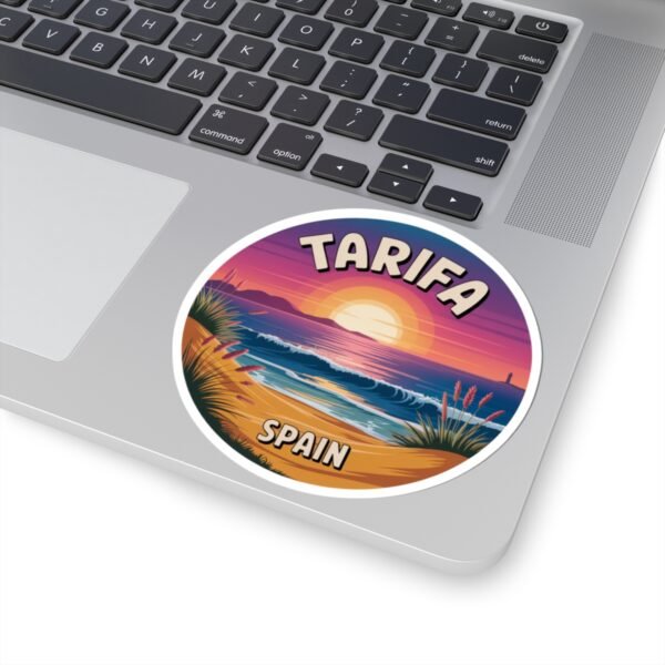 Tarifa Spain Sticker - Retro Sunset Coastal Beach Scene, Travel Souvenir Vinyl Decal for Laptop, Water Bottle, Car