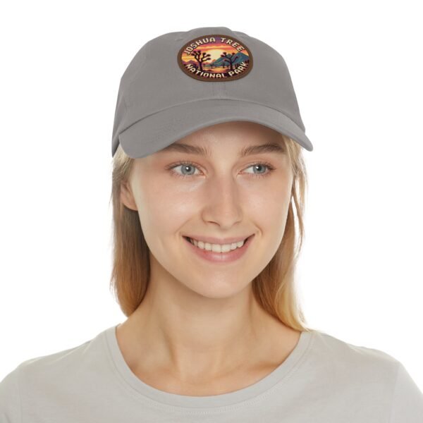 Joshua Tree National Park Hat - 8-Bit Pixel Art Retro Sunset Leather Patch Cap, Desert Baseball Dad Hat, California Souvenir