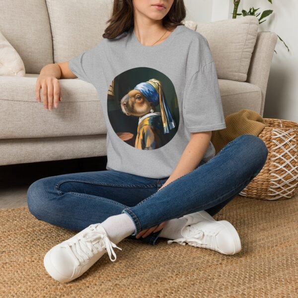 Capy with a Pearl T-Shirt - Vermeer Parody with Capybara Twist | Funny Art Tee for Animal Lovers & Meme Fans