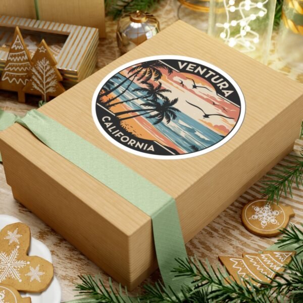 4992045902862976001_1200.jpeg Ventura California Sticker - Retro Coastal Beach Sunset Design, Ocean Wave Aesthetic Vinyl Decal, Surf Town Travel Gift