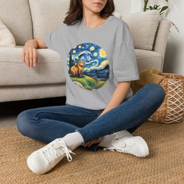 Capybara Starry Night T-Shirt, Artistic Style Tee, Whimsical Animal Graphic Shirt, Painting Inspired Tee, Softstyle Tee, Art Lover