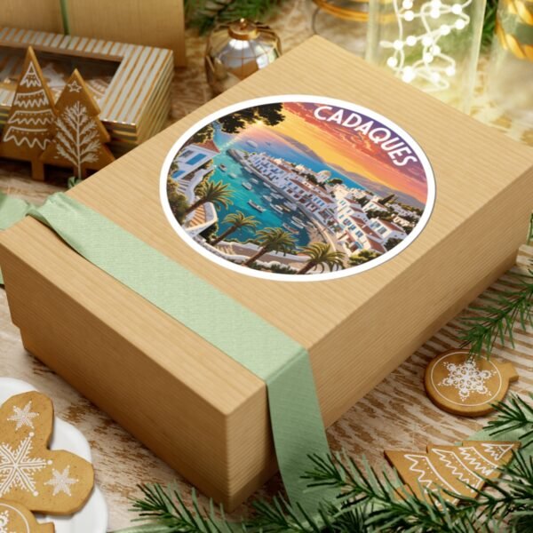 Cadaqués Spain Sticker - Mediterranean Sunset Coastal Art, Colorful Travel Souvenir, Spanish Seaside Village Scene, Summer Vibes