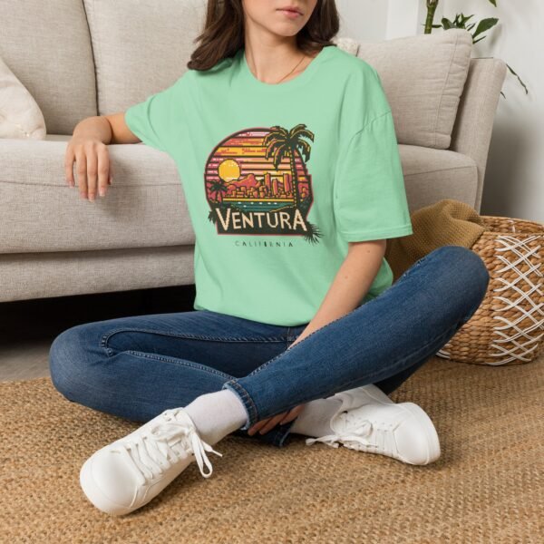 Ventura Sunset Pixel Art California Dream Unisex Softstyle T-Shirt, Graphic Tee, Vintage Style Shirt, Retro Tshirt, Beach Lover Gift