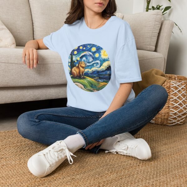 Capybara Starry Night T-Shirt, Artistic Style Tee, Whimsical Animal Graphic Shirt, Painting Inspired Tee, Softstyle Tee, Art Lover