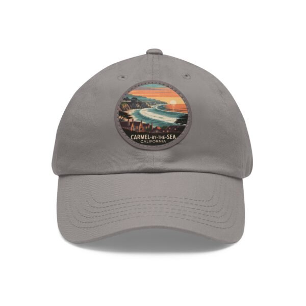 Carmel by the Sea Hat - Retro Coastal Leather Patch Cap, California Ocean Sunset Design, Vintage Travel Souvenir Beach Town Gift