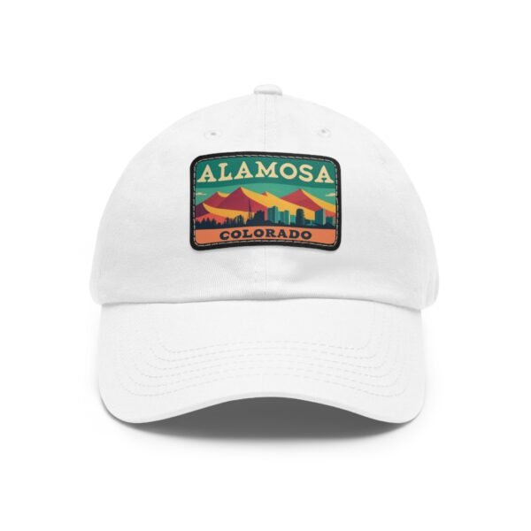 Alamosa Colorado Hat - Retro Sunset Rectangular Leather Patch Cap, Great Sand Dunes Mountains Souvenir Dad Hat, Travel Gift