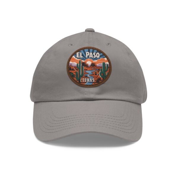 El Paso Texas Hat - Leather Patch Desert Sunset Cap with Cactus & River, Retro Travel Baseball Dad Hat, City Vibes Souvenir Apparel