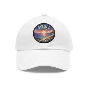 5345758957236902186_2048.jpeg Sitges Spain Hat - Pixel Art Coastal Dad Cap with Leather Patch, Summer Beach Travel Souvenir