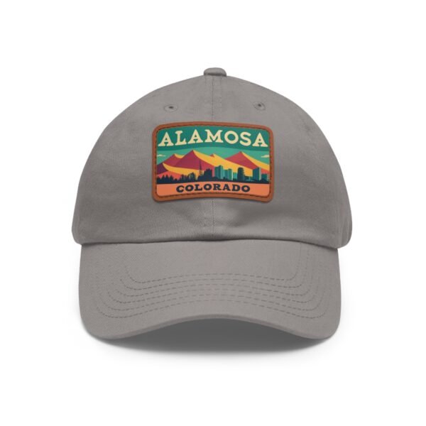 Alamosa Colorado Hat - Retro Sunset Rectangular Leather Patch Cap, Great Sand Dunes Mountains Souvenir Dad Hat, Travel Gift