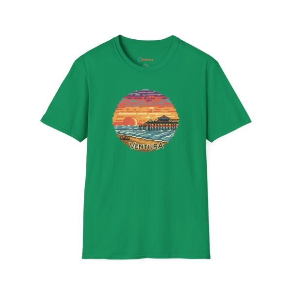 Embrace the Horizon: Pixel Art Ventura Pier Sunset - Unisex Softstyle T-Shirt