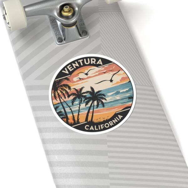 5453069062496313299_1200.jpeg Ventura California Sticker - Retro Coastal Beach Sunset Design, Ocean Wave Aesthetic Vinyl Decal, Surf Town Travel Gift