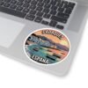 Cadaqués España Sticker - Retro Coastal Round Vinyl Decal | Mediterranean Village, Sunset Beach & Boats Souvenir Travel Gift
