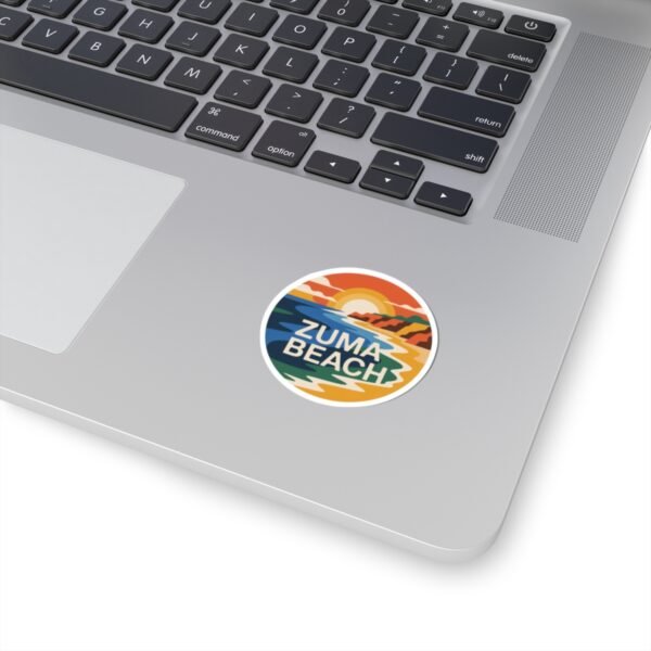 Zuma Beach California Sticker - Retro Sunset Coastal Vibes, Cool Round Vinyl Decal for Laptops & Bottles