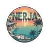 Nerja Spain Sticker - Retro Coastal Sunset Design | Andalucía Travel Vinyl Decal | Mediterranean Beach Art for Laptop & Bottle