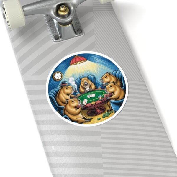 Capybara Poker Night Sticker - Funny Animal Card Game Vinyl Decal, Gambling Gift, Capybara Lover Decor, Retro Cartoon Art