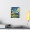 Canvas Print, Capybara Art - Tranquil Night Landscape Wall Decor, Whimsical Animal Illustration, Capybara Nation Collection, Nature Lover