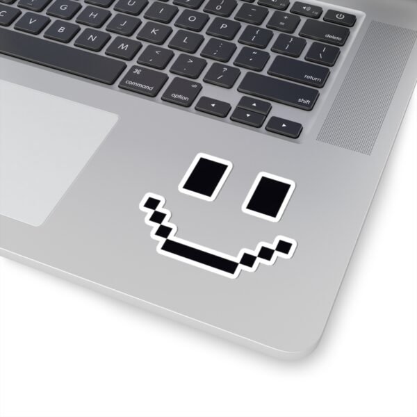 Pixel Smiley Face Sticker - Retro 8-Bit Minimalist Happy Face Decal, Funny Gaming Pixel Art, Cute Laptop & Water Bottle Sticker