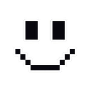 Pixel Smiley Face Sticker - Retro 8-Bit Minimalist Happy Face Decal, Funny Gaming Pixel Art, Cute Laptop & Water Bottle Sticker