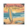 Zuma Beach California Vinyl Sticker - Surfboard Sunset Design, Retro Beach Vibes, California Travel Decal, Malibu Souvenir