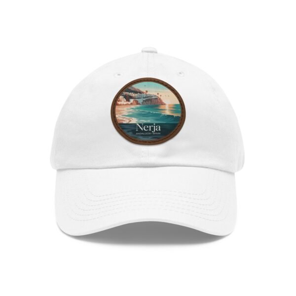 5784445246450067279_2048.jpeg Nerja Spain Hat - Coastal Sunset Leather Patch Cap | Andalucía Beachwear Gift for Travelers, Surfers & Dreamers
