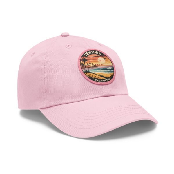Ventura California Hat - PU Leather Patch Retro Sunset Baseball Cap, Coastal Travel Souvenir