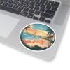 Tampa Florida Sticker - Retro Sunset Beach Design with Palm Trees, Pier and Ocean Waves - Vintage Coastal Travel Souvenir