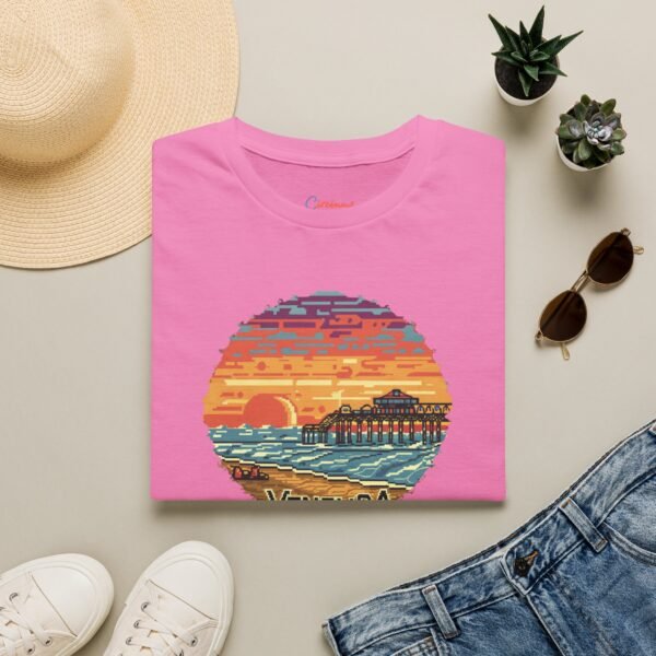 Embrace the Horizon: Pixel Art Ventura Pier Sunset - Unisex Softstyle T-Shirt