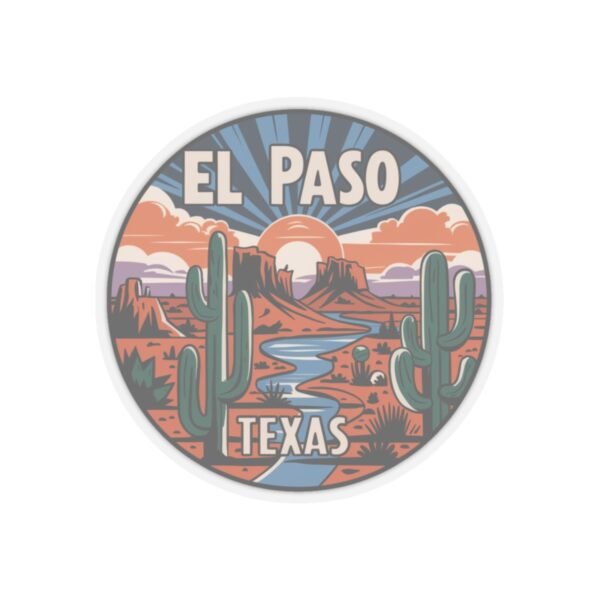 Desert Sunset Splendor Kiss-Cut Stickers, El Paso, Texas Decor, Cactus Sticker, Southwestern Gift, Scrapbooking Supplies, Laptop Decal