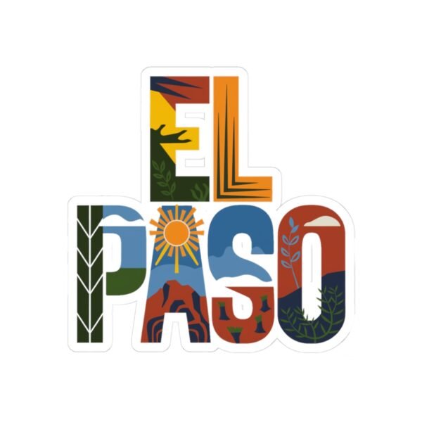 Stickers, Colorful El Paso Texas Nature Inspired Letter Art, Travel Gift Souvenir, Laptop Decal, Car Bumper Sticker, Planner Decoration