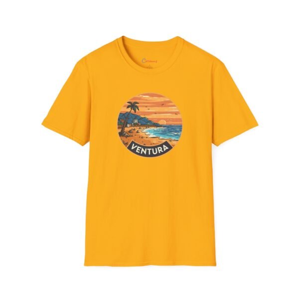 Ventura California Sunset Softstyle T-Shirt, Beach Lover Tee, Coastal Sunset Shirt, Ocean Vibes Top, Vacation Tshirt