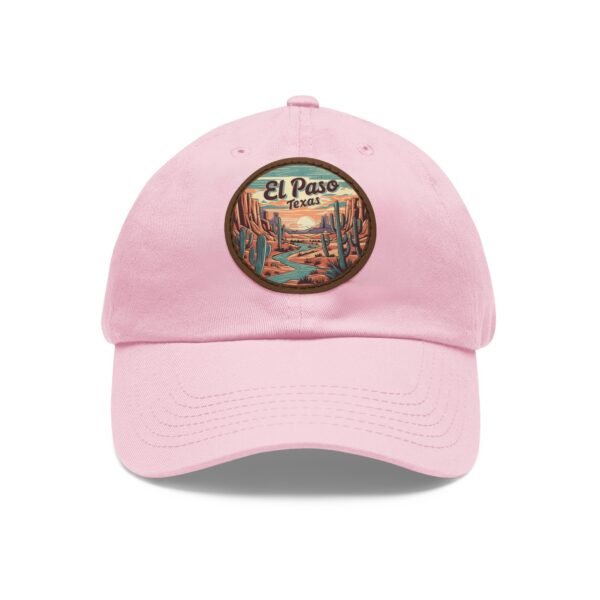 El Paso Texas Hat - Leather Patch Baseball Cap with Desert Cactus & Mountains, Retro Travel Dad Hat, City Vibes Apparel Souvenir