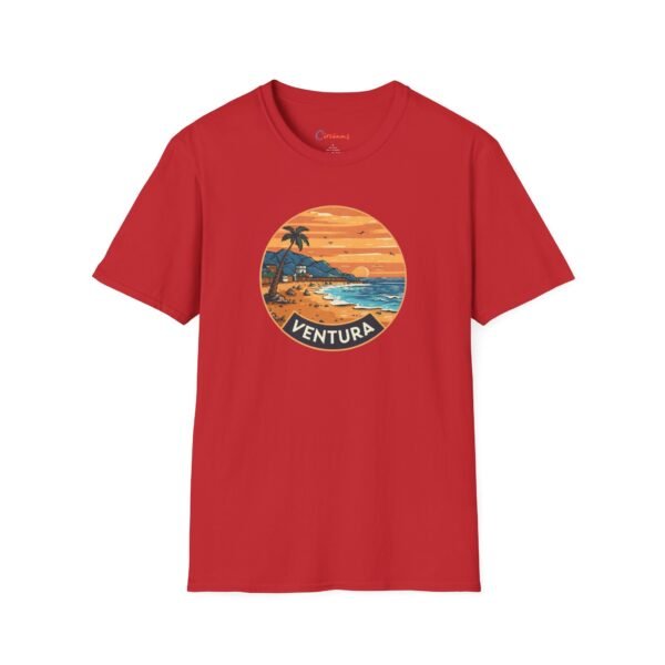 Ventura California Sunset Softstyle T-Shirt, Beach Lover Tee, Coastal Sunset Shirt, Ocean Vibes Top, Vacation Tshirt