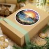 Carmel-by-the-Sea Sticker - Pixel Art Sunset Beach and Ocean Waves Design - Retro California Coastal Travel Souvenir Vinyl Decal
